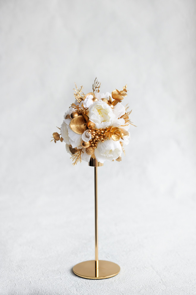 Набор высоких подсвечников с декором, цвет бело-золотой