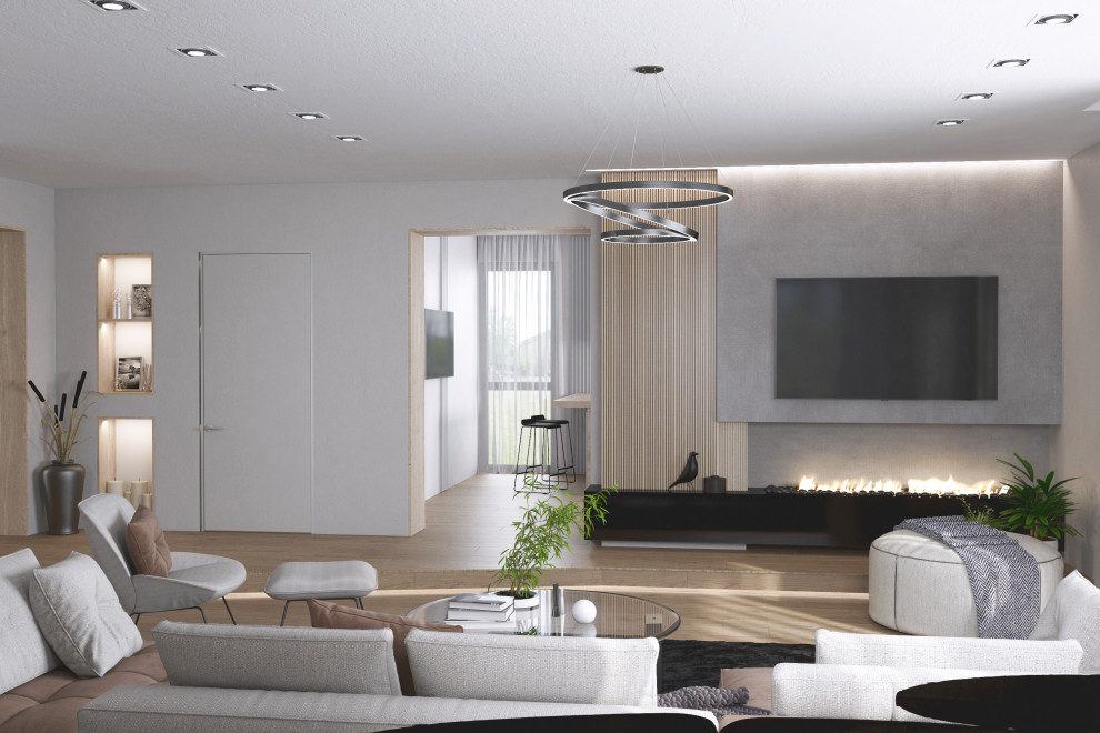 Интерьер первого этажа частного дома