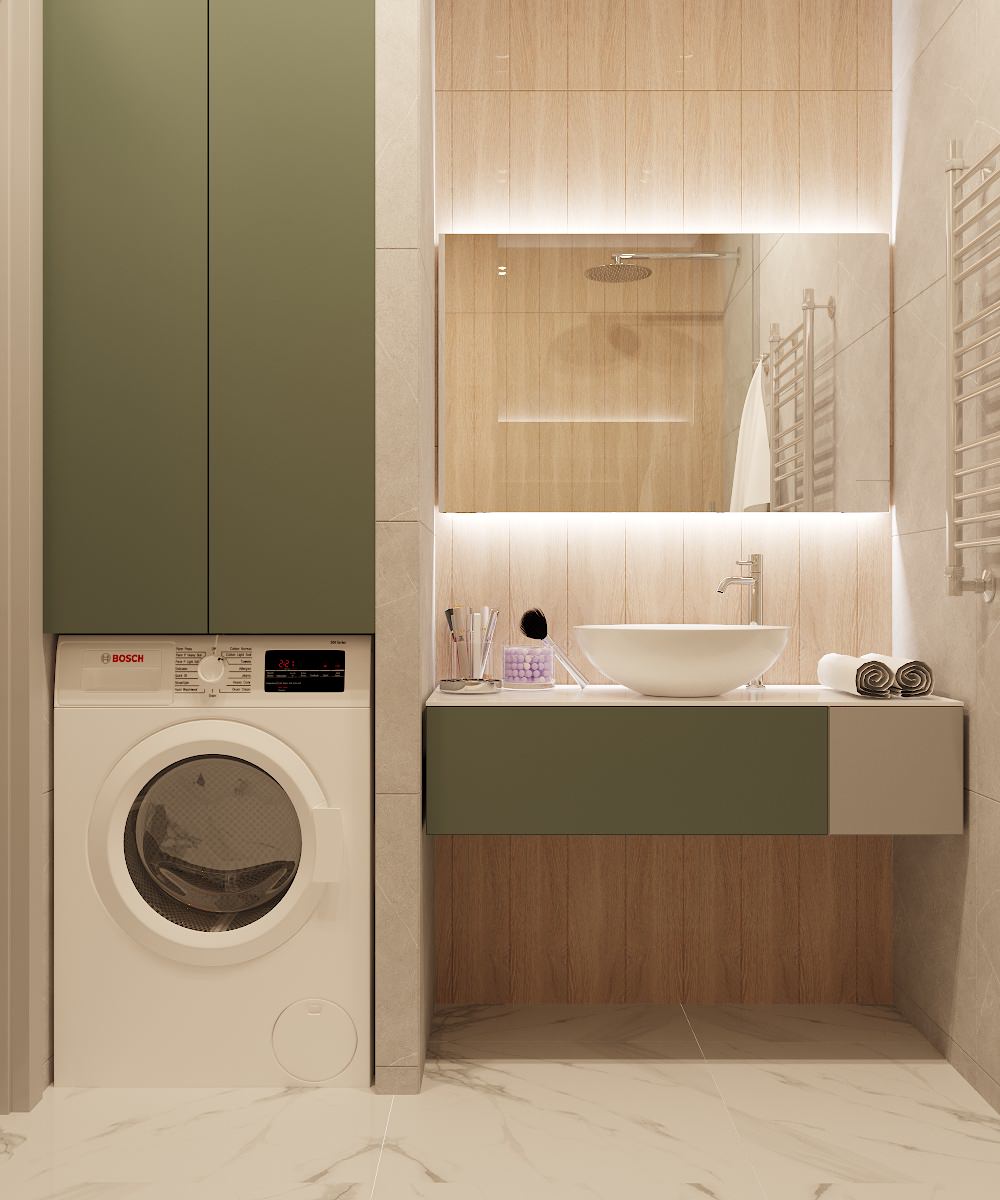 Интерьер ванной комнаты в ЖК "Притяжение"