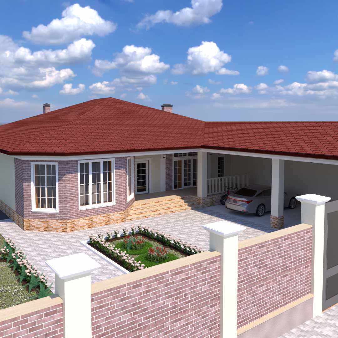 Обложка проекта: Одноэтажный жилой дом с навесом и верандой