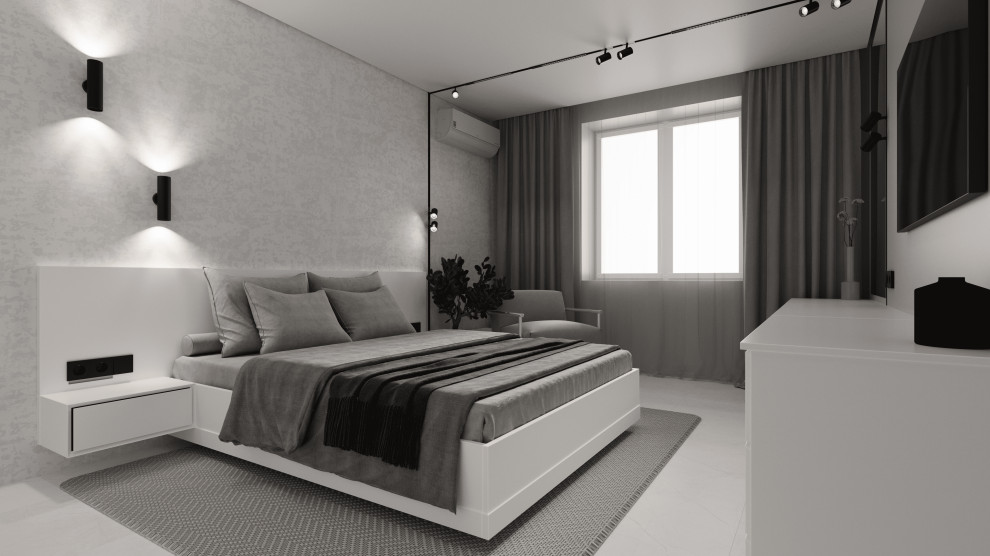 Монохромный минимализм в дизайне квартиры 100 кв. м. для семейной пары