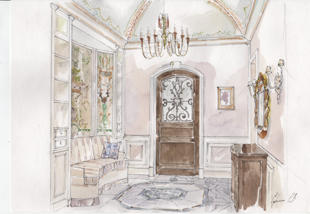 Акварельные эскизы к проекту: Загородного дома в стиле Прованс.