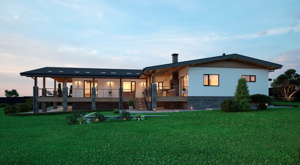 Одноэтажный дом 200 кв.м на склоне