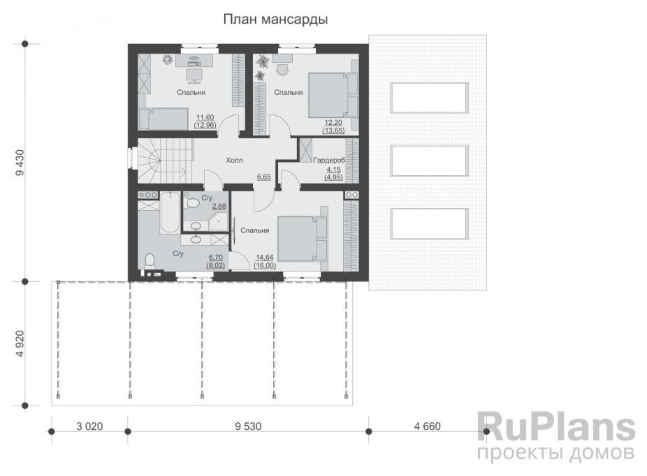 Rg5894 - Проект дома с мансардой и верандой.