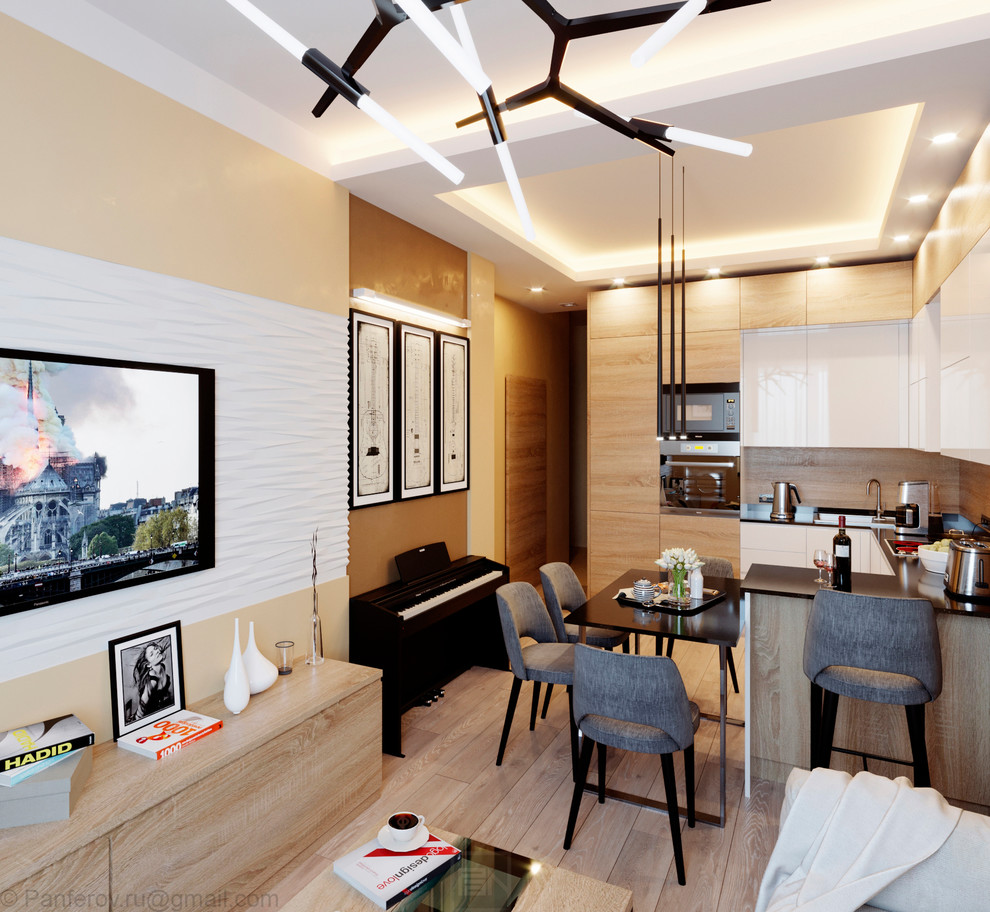 Дизайн-проект интерьера кухни-гостиной