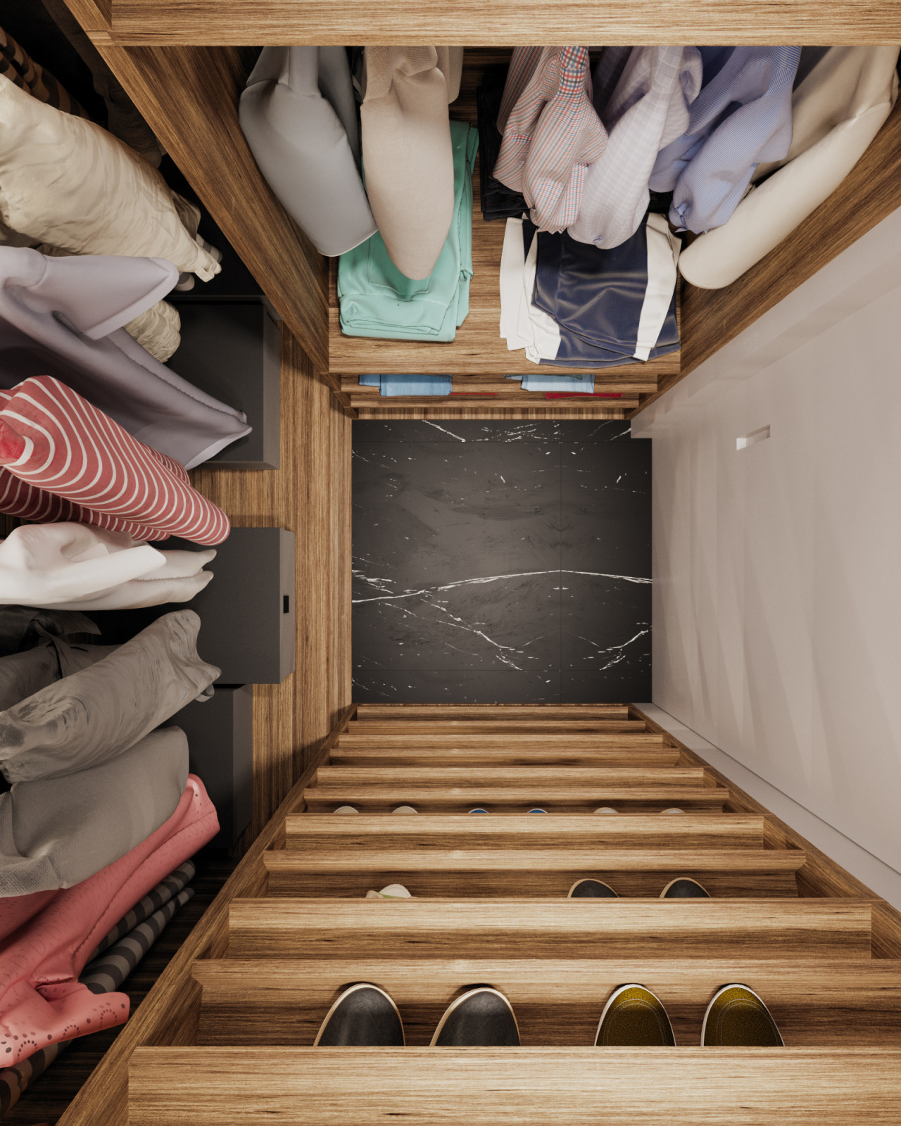 Дизайн спальни с изумрудным цветом и гардеробной комнаты