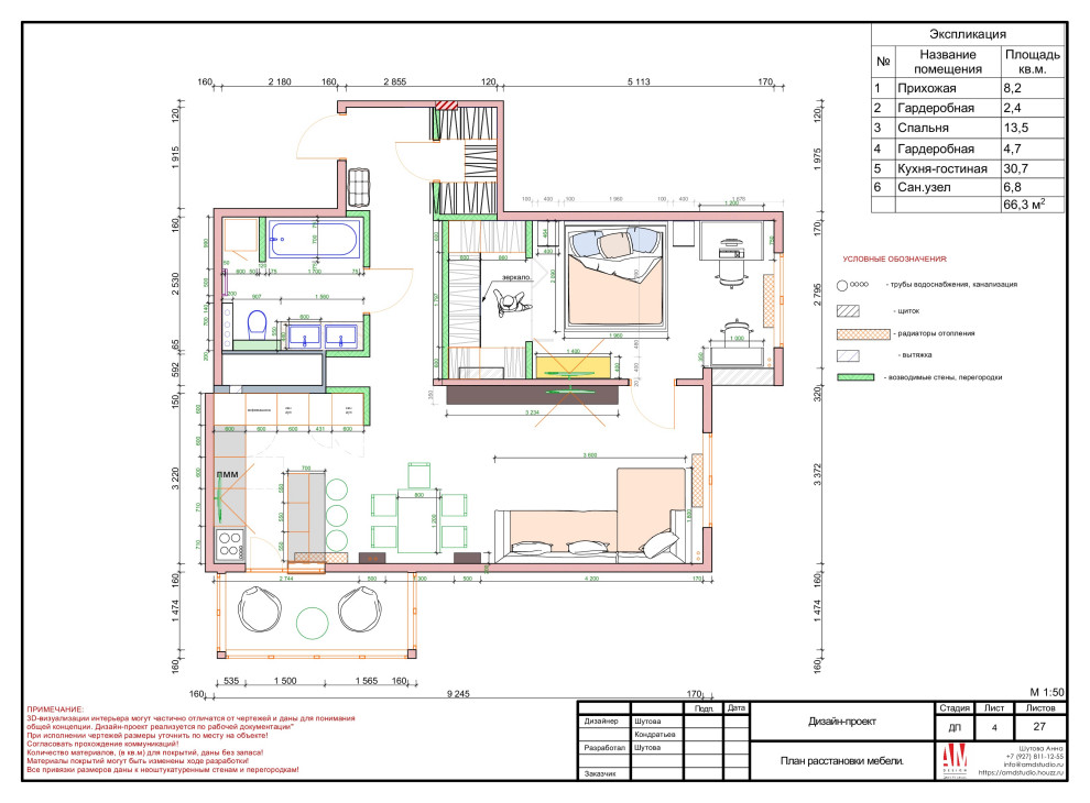 План расстановки мебели и техники: примеры