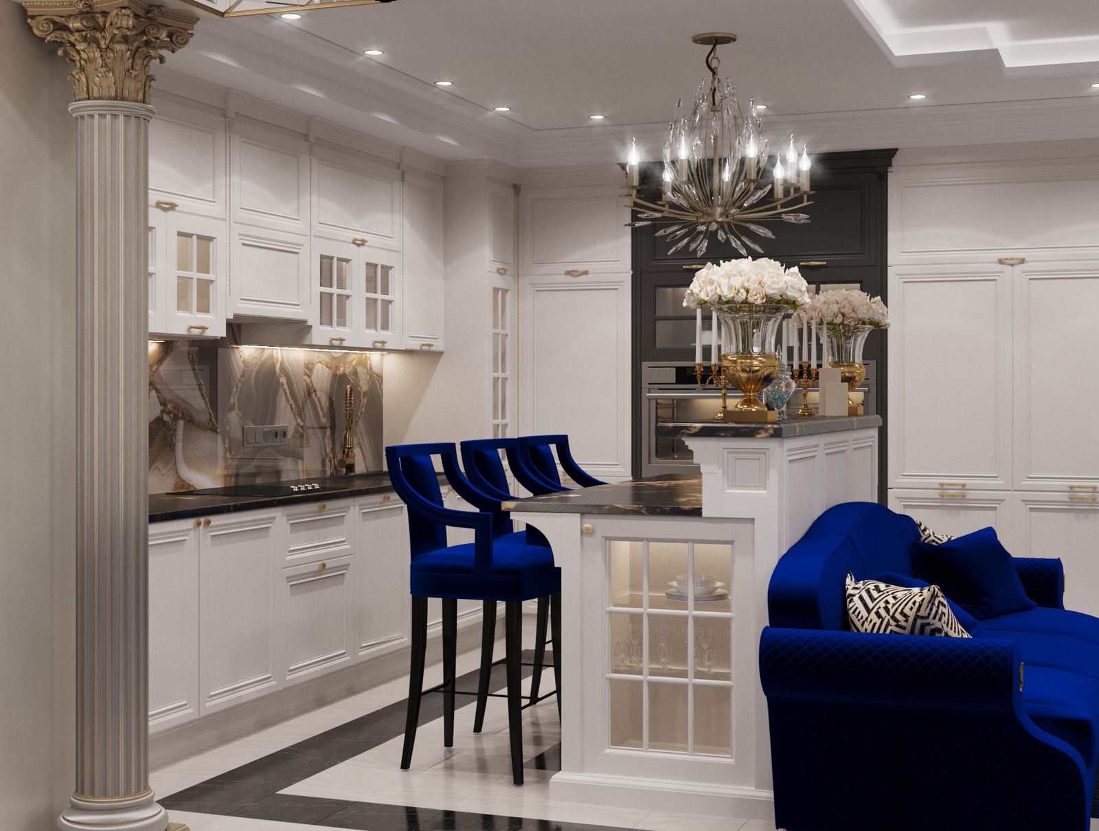 Визуализация кухни-гостиной.