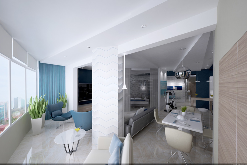 Дизайн проект квартиры в городе Сочи, минимализм морской