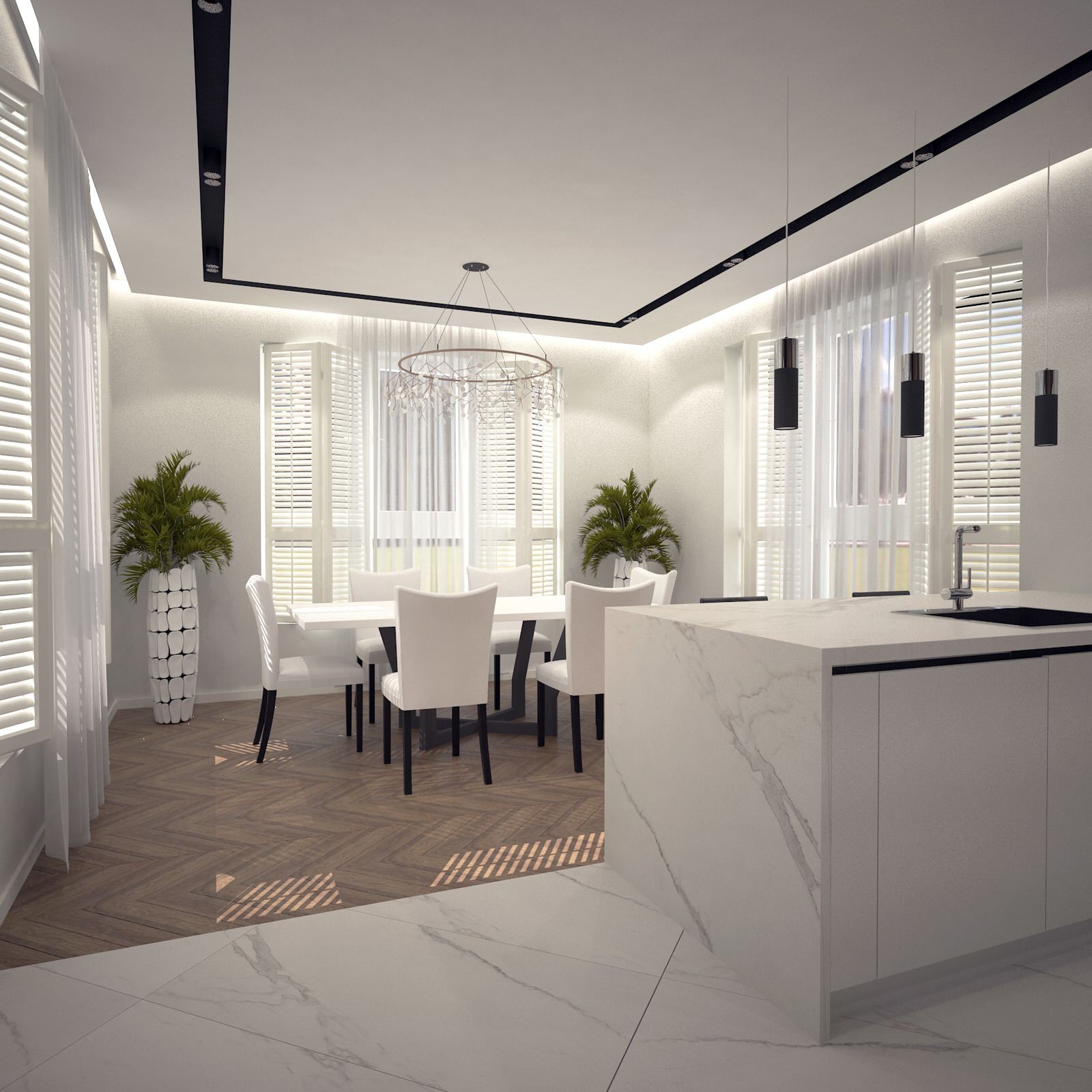 Светлая и уютная кухня-столовая