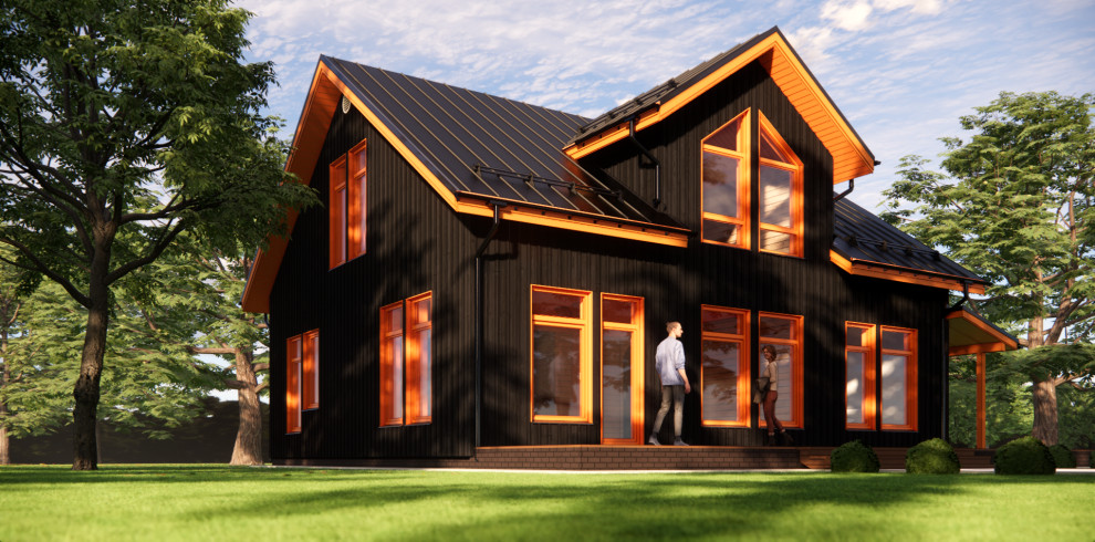 Деревянный фасад черного цвета