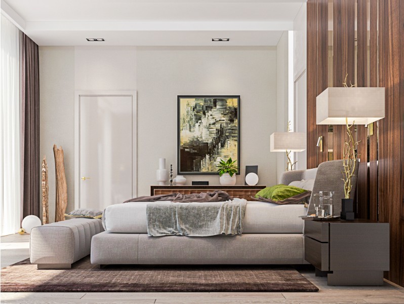 Современный интерьер загородного дома - спалья