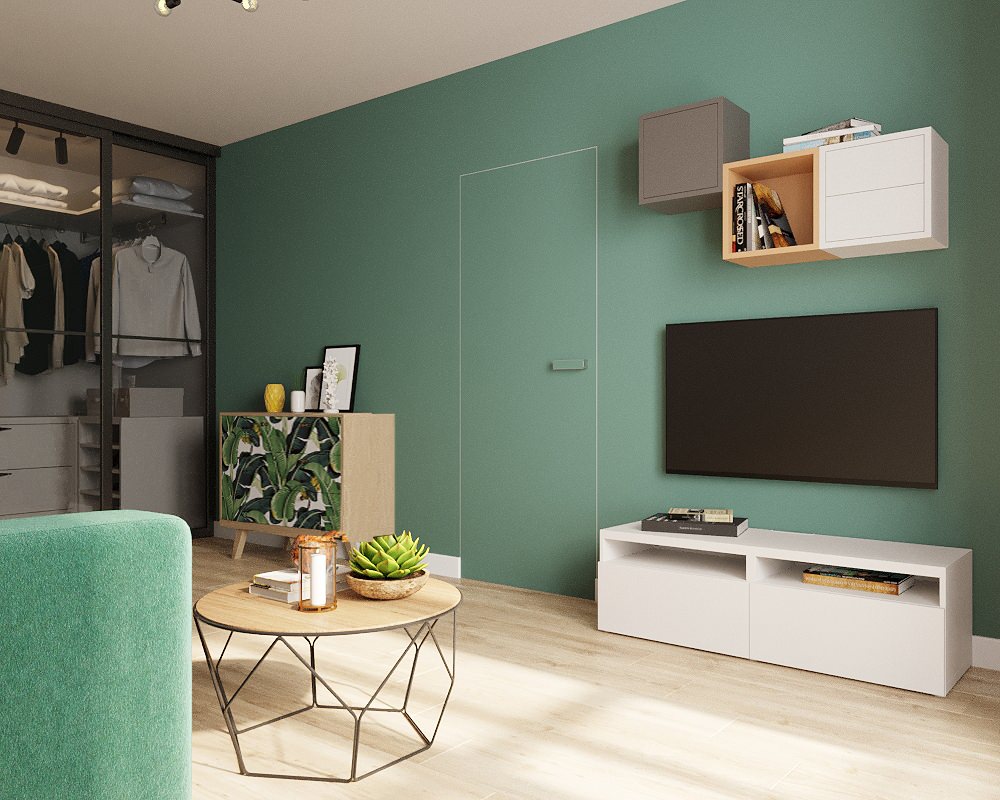 Яркий минимализм квартира 60 кв м