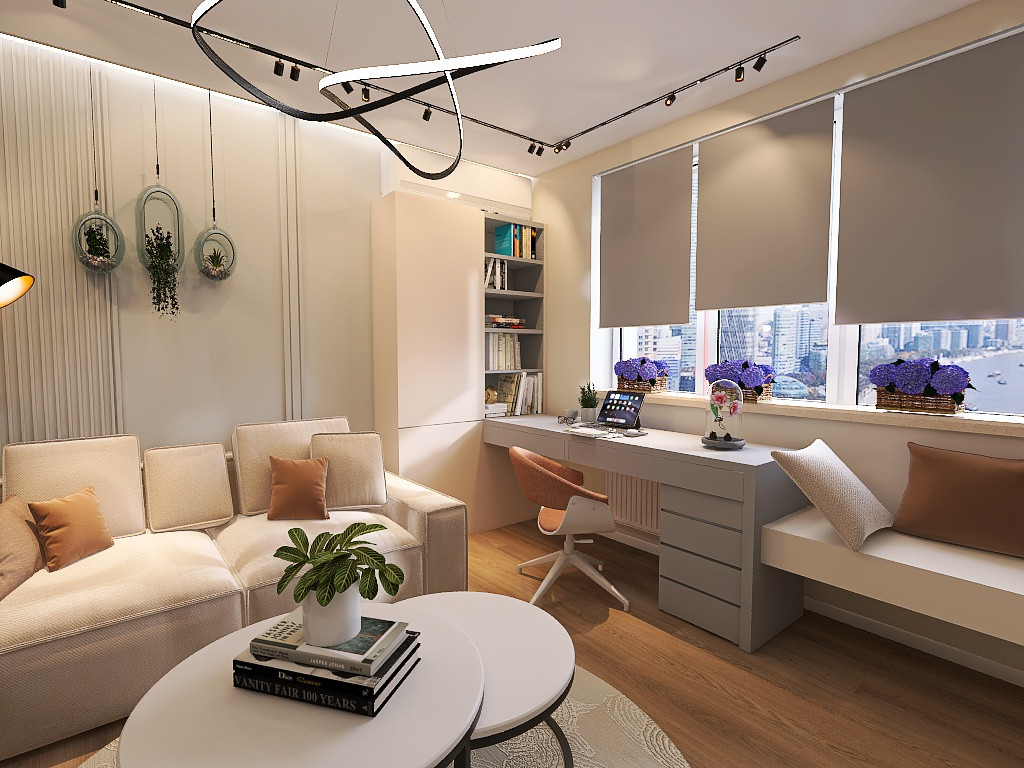 квартира в серо-бежевых тонах с яркой ванной