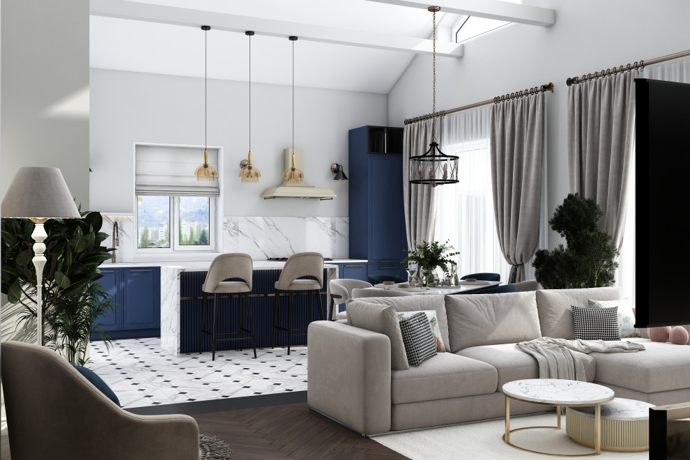 Кухня-гостиная в коттедже 2