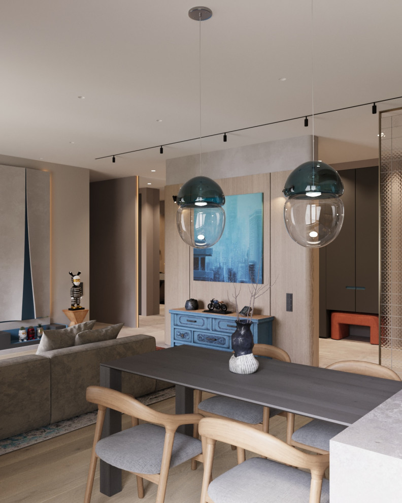 Проект двухкомнатной квартиры с объединенной кухней гостиной