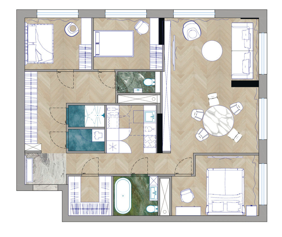 Обложка проекта: ЖК Береговой - квартира для семьи, приезжающей в Москву на лето