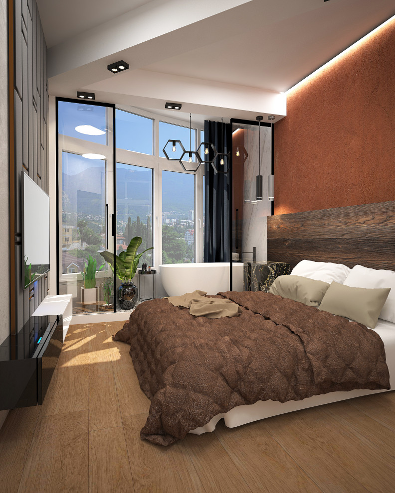 Обложка проекта: Спальня, совмещенная с ванной