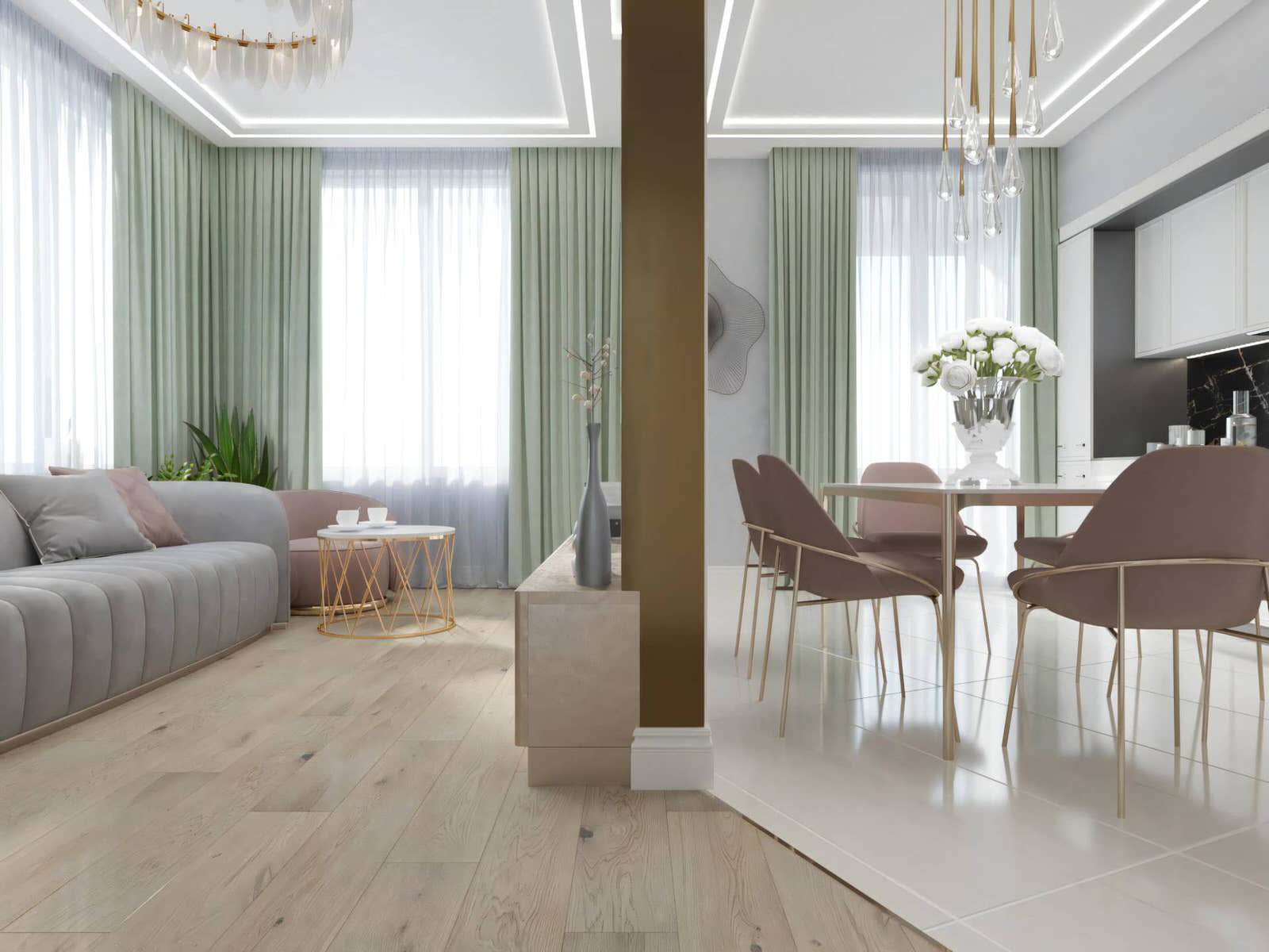 Дизайн и ремонт квартиры на Золоторожском Валу — Золотой акцент