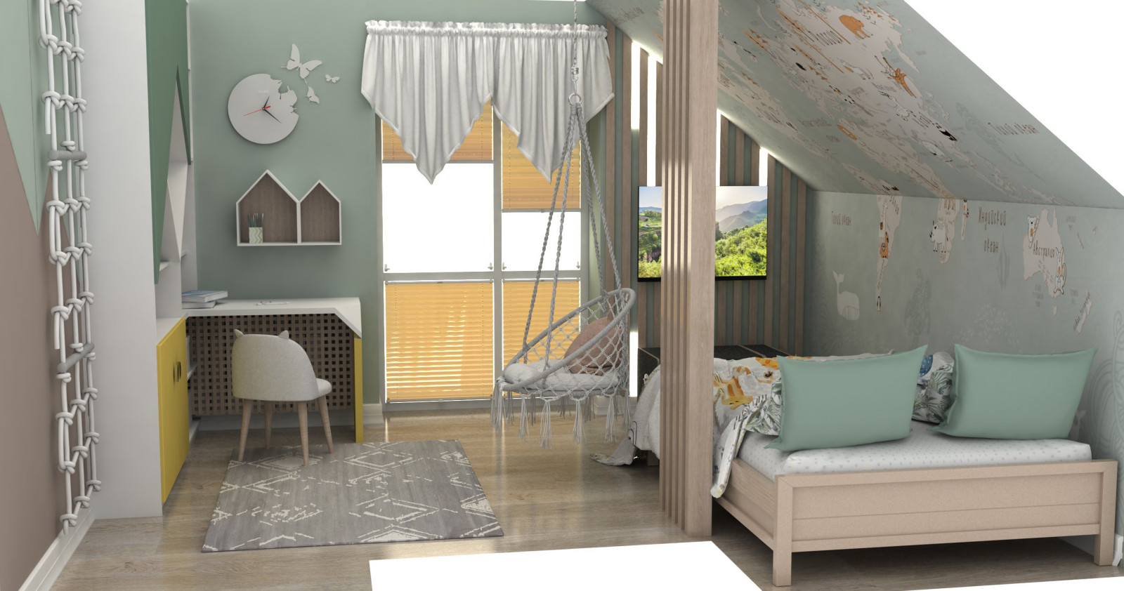 детская на мансардном этаже