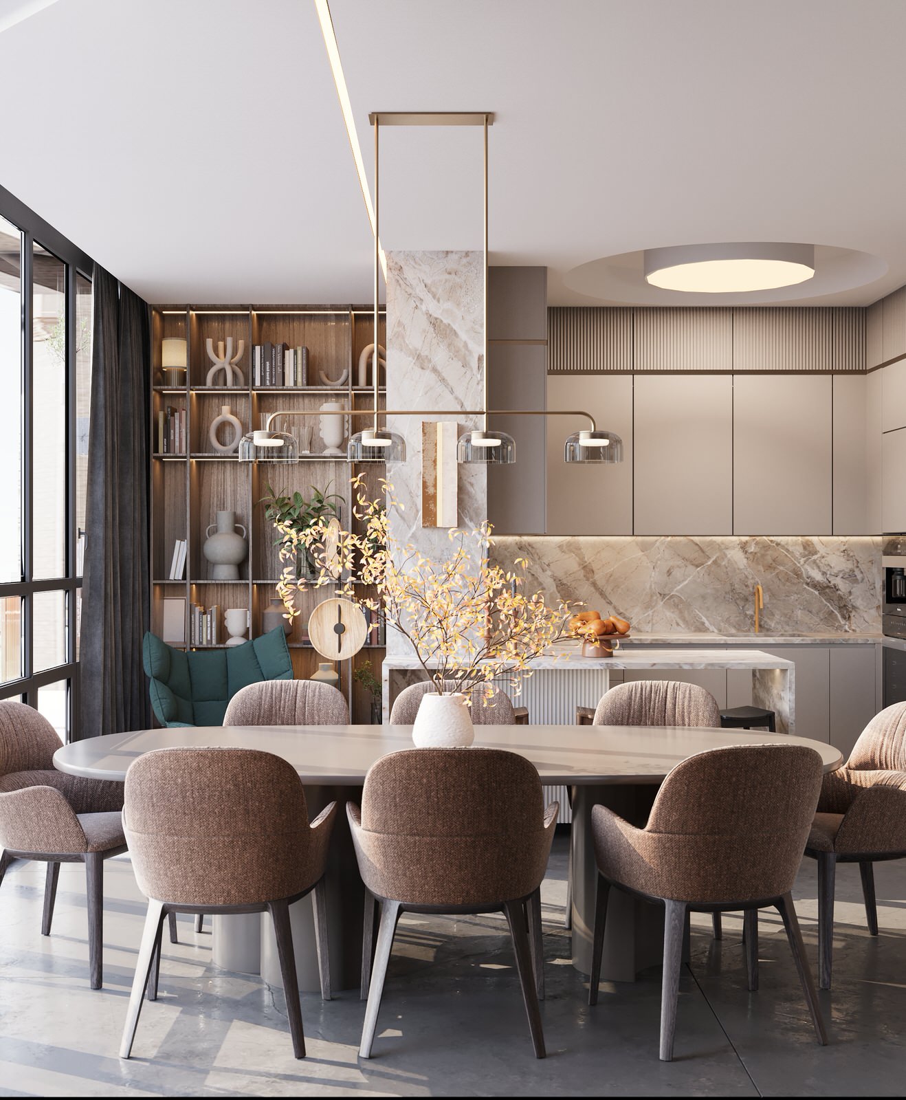 Обложка проекта: кухня гостинная мрамор