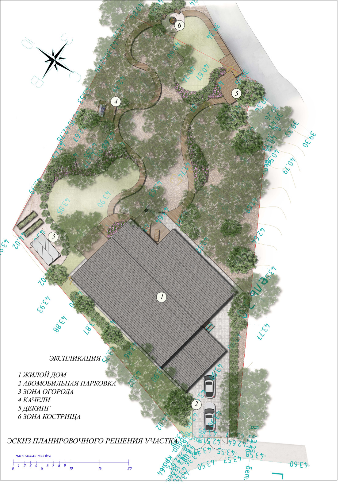 Обложка проекта: Проект участка  на крутом лесном склоне
