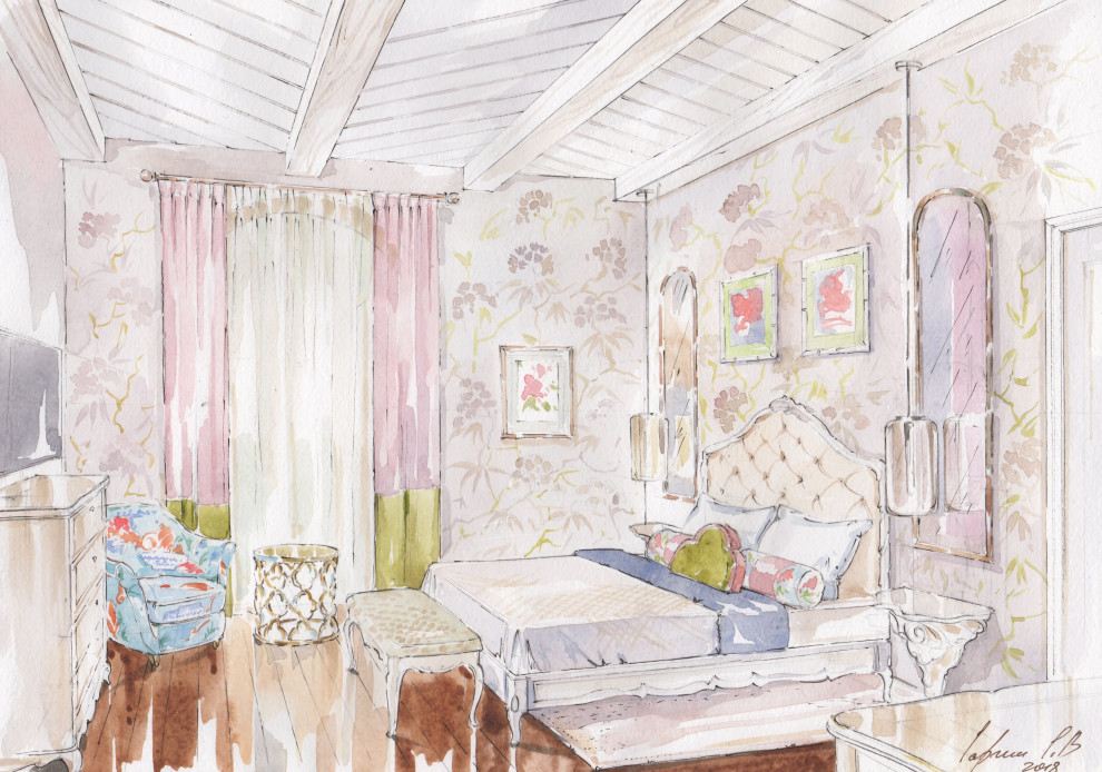 Акварельные эскизы к проекту: Загородного дома в стиле Прованс.