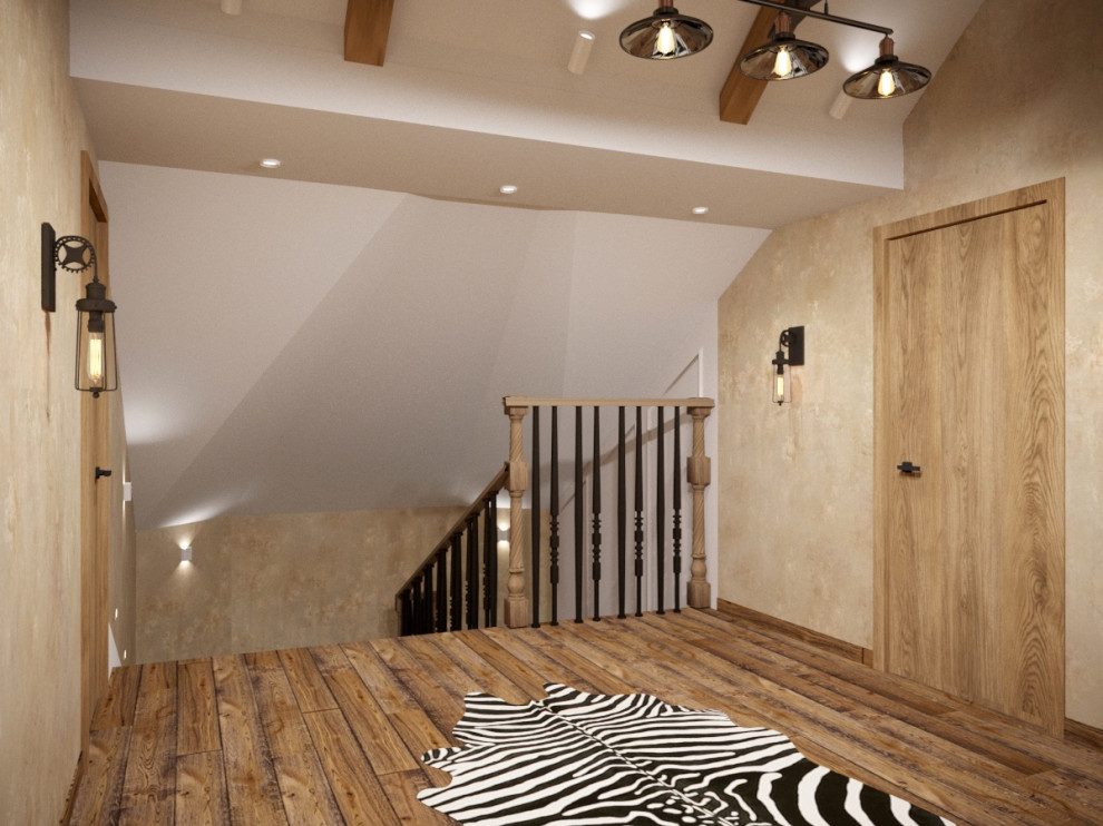 Интерьер мансардного этажа в стиле лофт