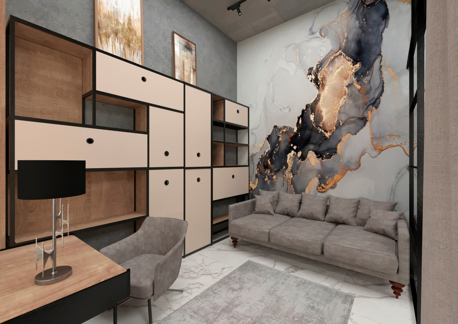 "Индустриальный шик". Двухуровневая студия