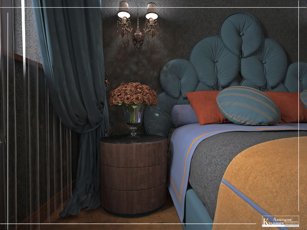 Королевская спальня, авторский микс стилей. Проект 2019г