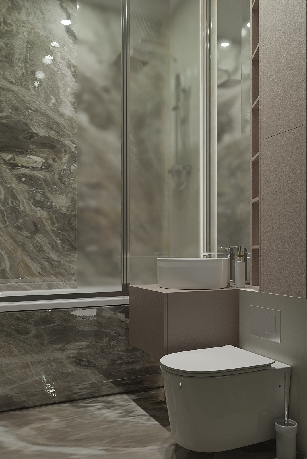 современные ванные душевые