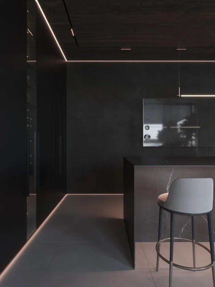 Главная зона в интерьере дома в КП Променад