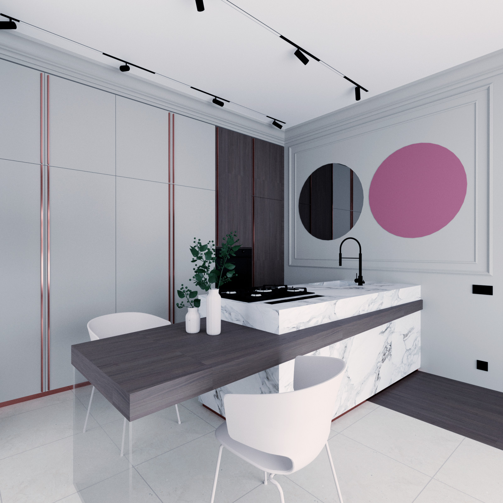 Дизайн проект интерьера кухни-гостиной