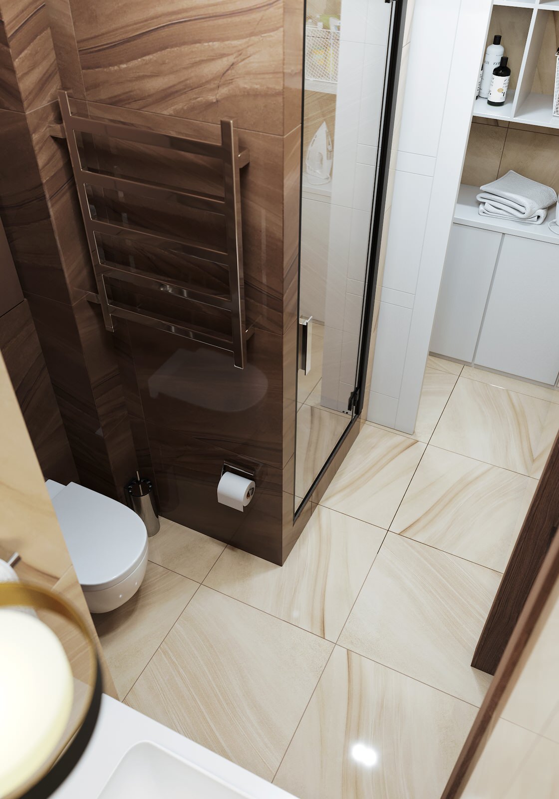 Душевая с местом для хранения