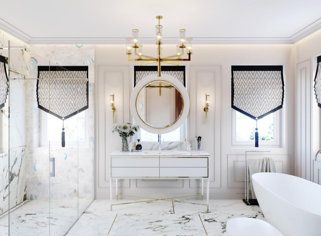 Изысканность загородного дома в смешанном стиле Ар Деко и Американской классики