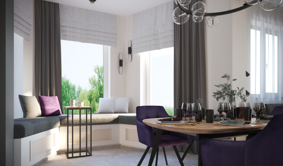 Дом 120 кв.м. _ Кухня-гостиная_Современный стиль