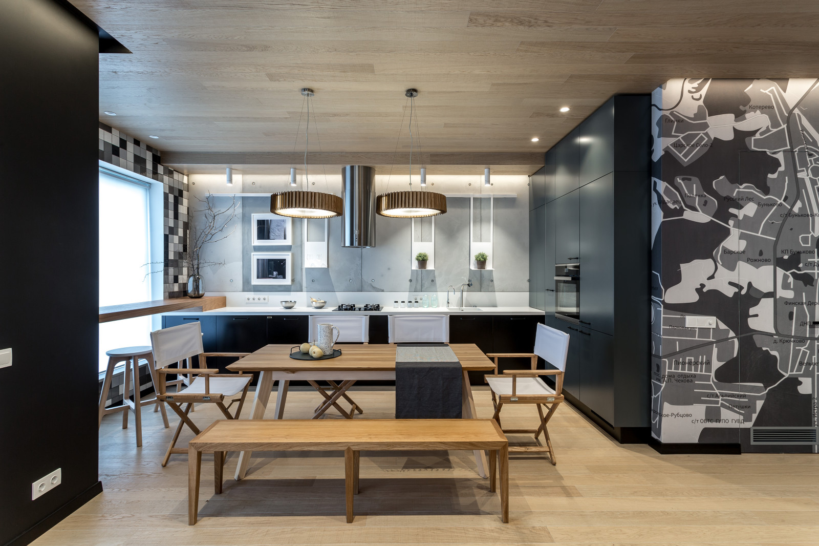 Кухня-Гостиная в серых оттенках