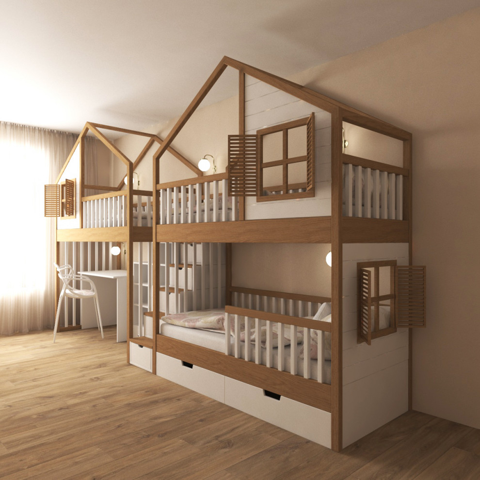 Кровать-домик в скандинавском стиле для детской спальни