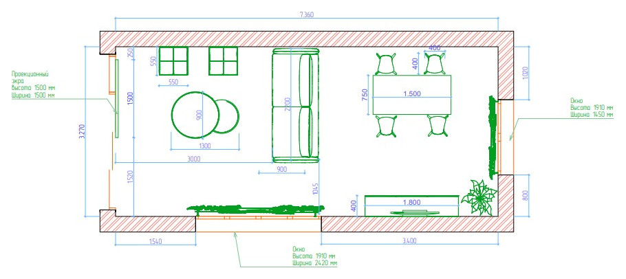Расстановка мебели в летней кухне