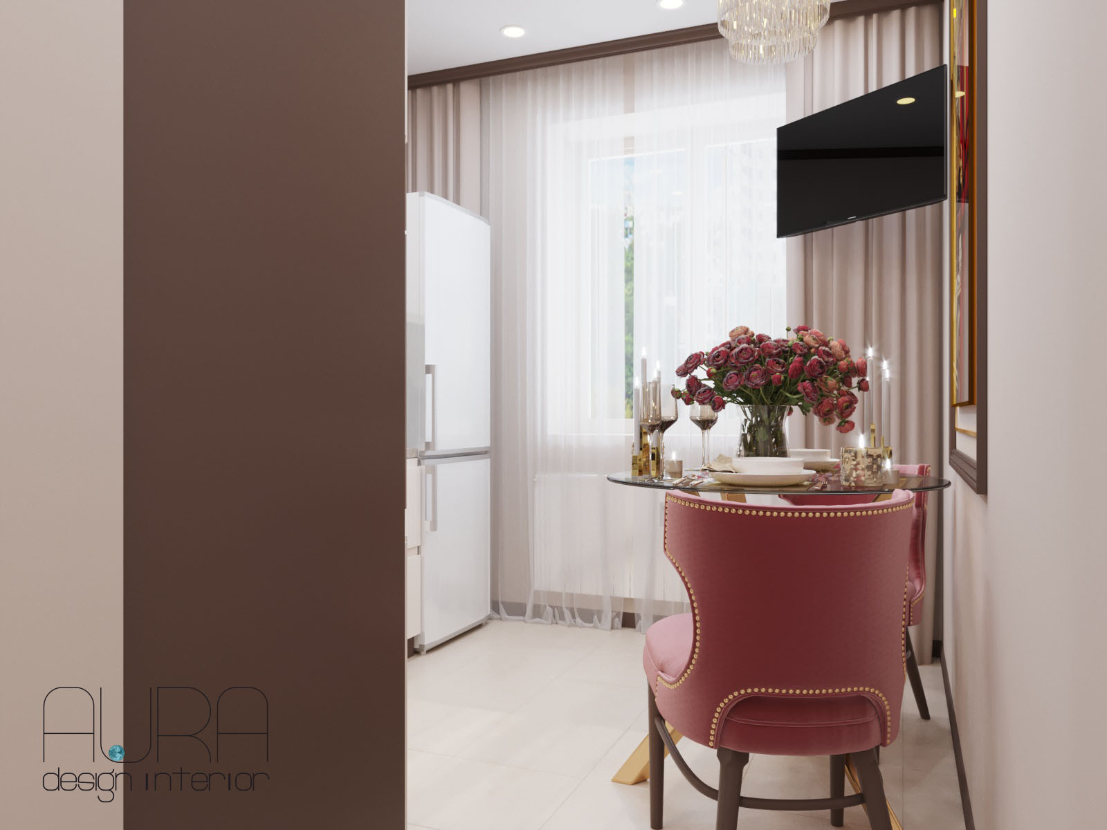 Дизайн квартиры, кухня в светлых тонах