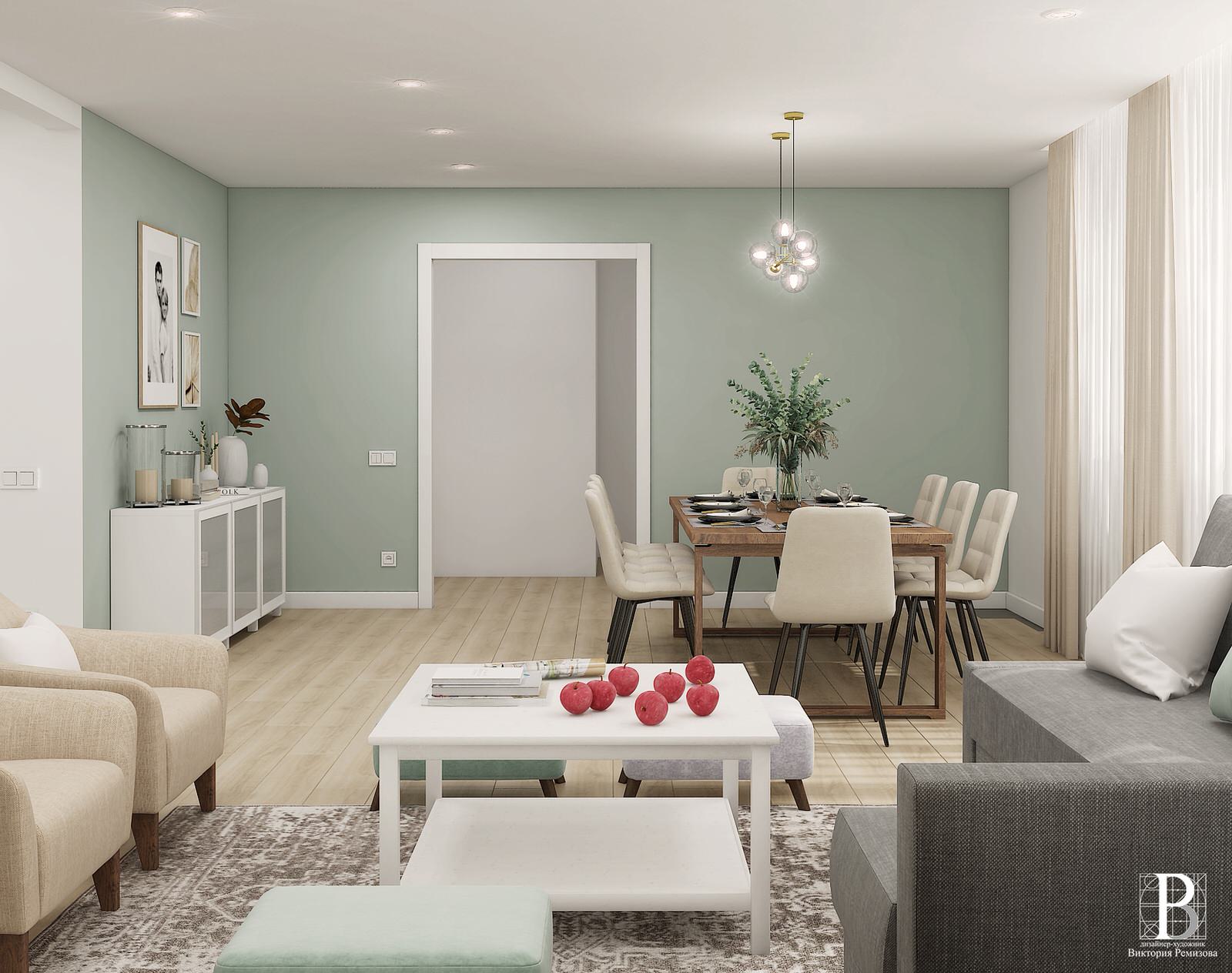 Кухня -гостиная 49,7 кв.м. г. Ярославль 2020год