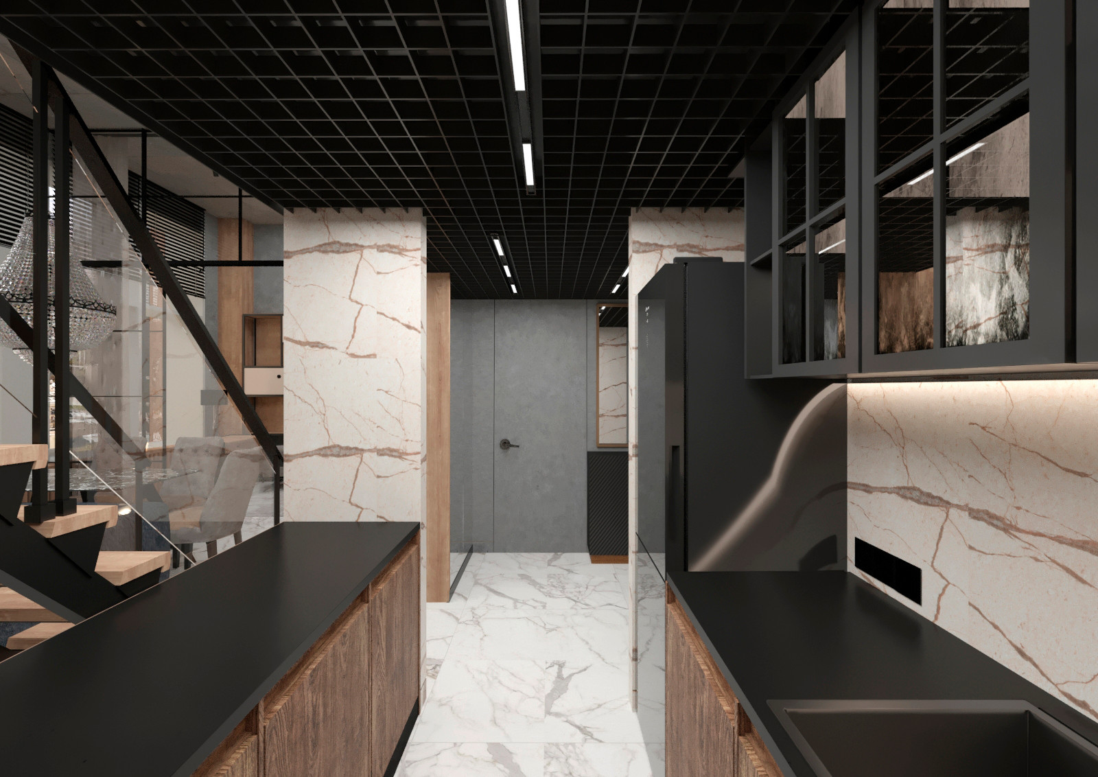 "Индустриальный шик". Двухуровневая студия