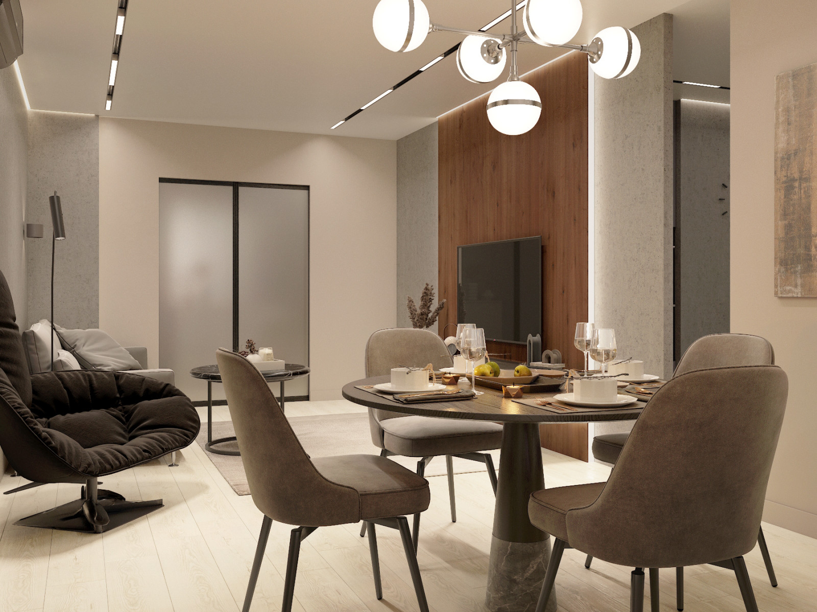 Обложка проекта: квартира в бежевых тонах для семейной пары.