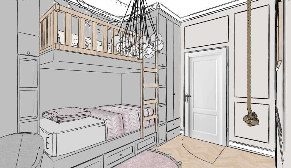 Скетчи квартиры в неоклассическом стиле