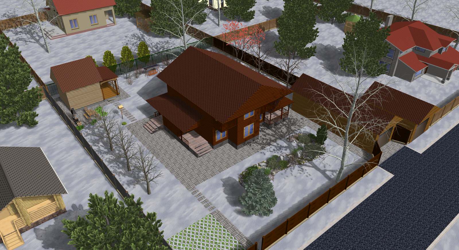 Визуализация участка в зимнее время