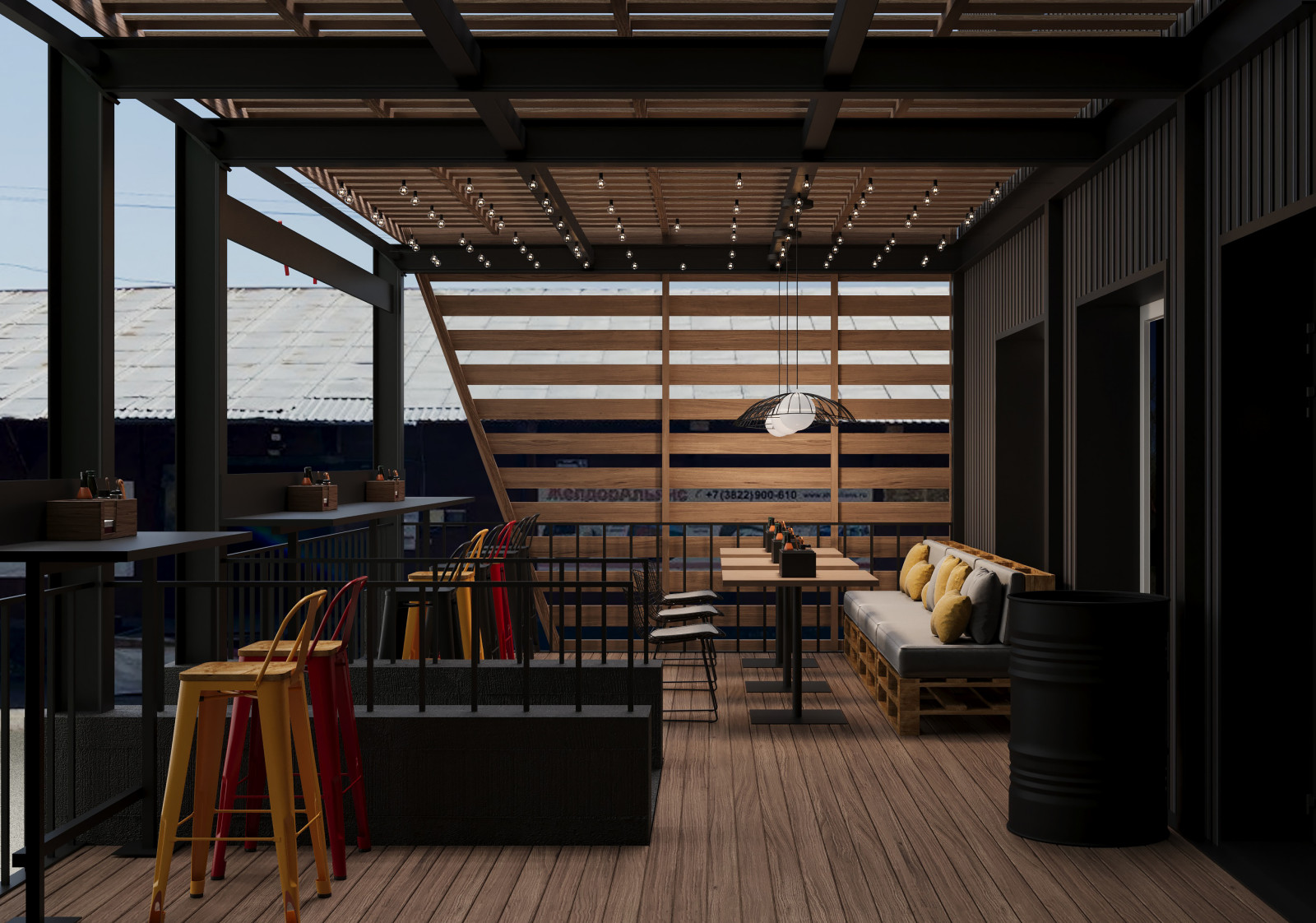 Пиццерия "Станция 9/1" с летней верандой в Томске