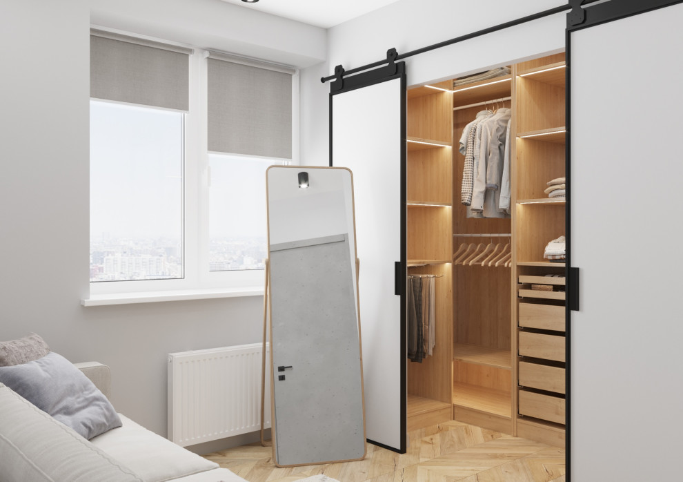 Дизайн гардеробной комнаты в стиле лофт