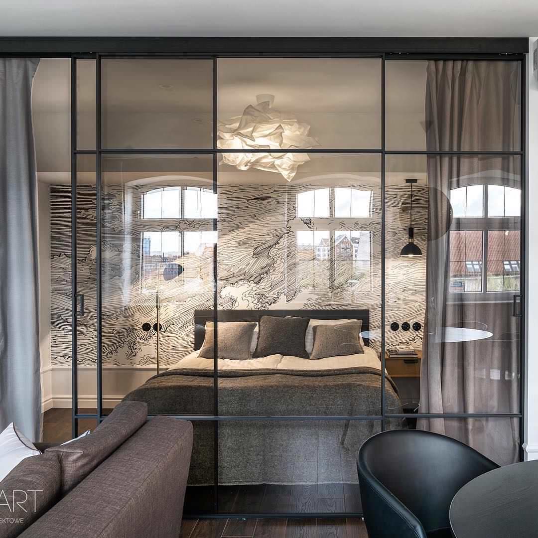 Раздвижные двери raumplus в темном профиле