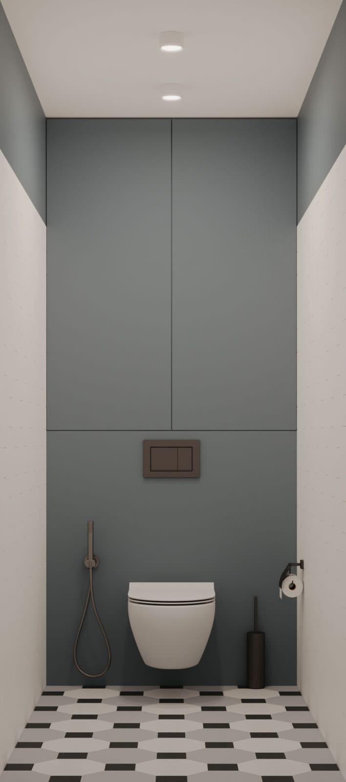 Современный интерьер с яркими акцентами и геометрическими формами