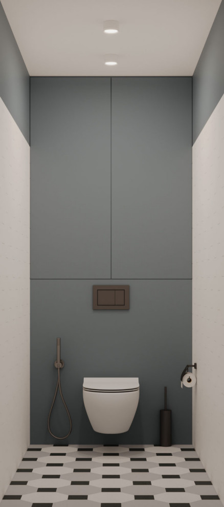 Современный интерьер с яркими акцентами и геометрическими формами